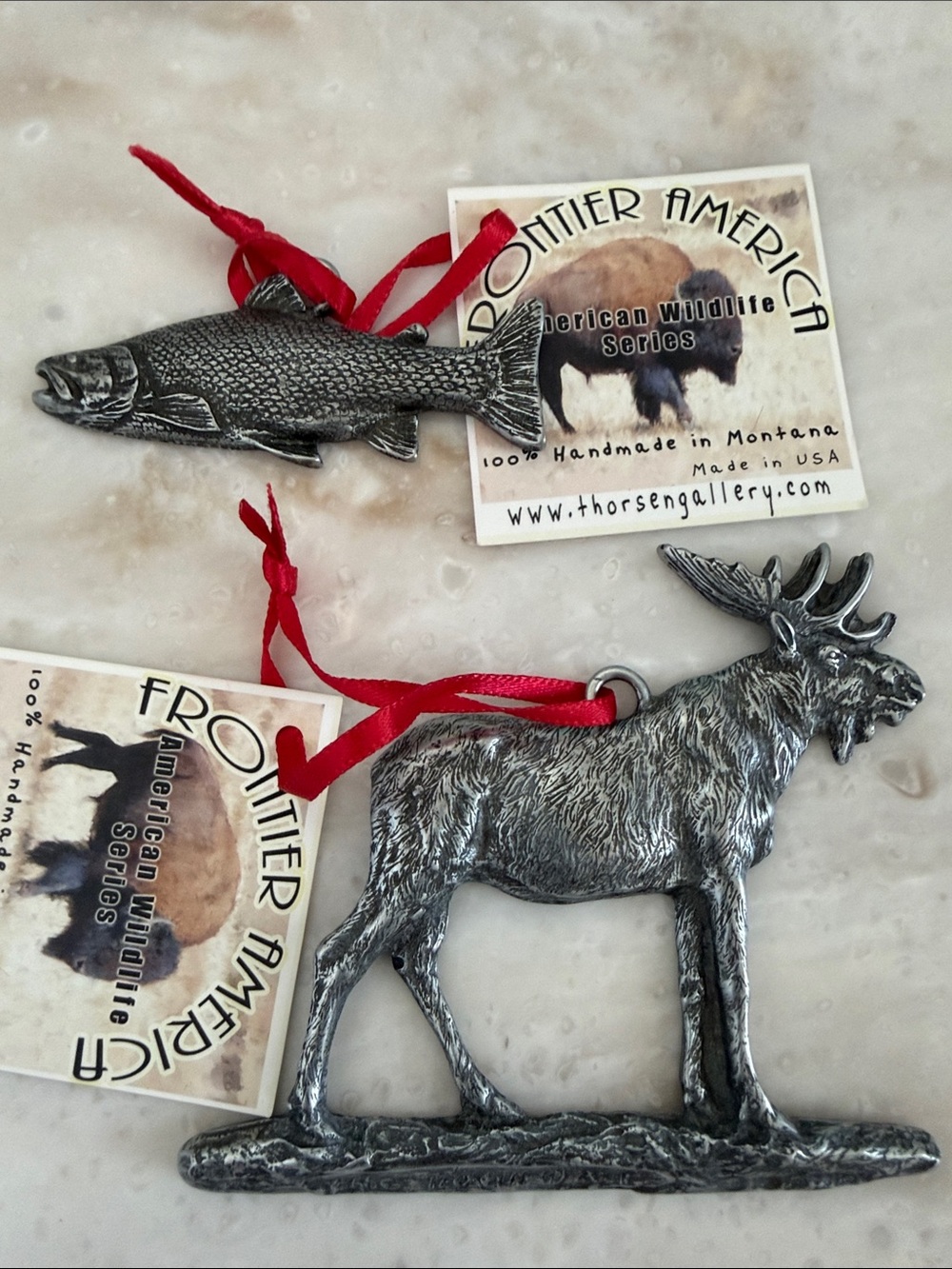 Moose & Fish ornaments Frontier America series